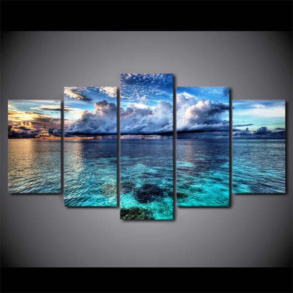 Beautiful Sea Landscape Canvas-10x15 10x20 10x25cm-Framed-Blue-Cool Tees & Things